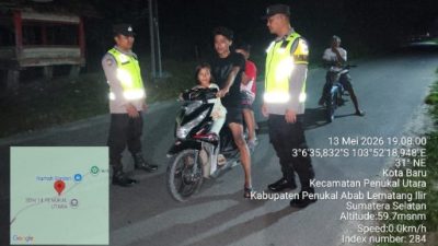Kapolsek Penukal Utara Pimpin Patroli KRYD, Situasi Wilayah Tetap Kondusif