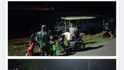 Babinsa Tanah Abang Tingkatkan Patroli Malam, Tegur Remaja yang Nongkrong Hingga Larut
