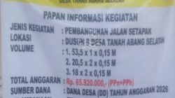 Kades Ahmad Sartono Tuntaskan Pembangunan Jalan Setapak di Dusun VIII Tanah Abang Selatan