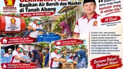 Gerindra PALI Bagikan Air Bersih dan Masker di Tanah Abang, M Rizal: Bantu Warga Hadapi Dampak Karhutla